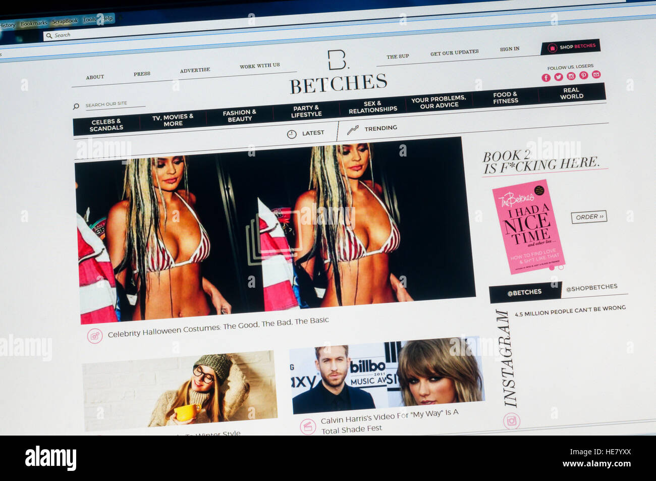 Home page of American website Betches, aimed at teenage girls. Stock Photo