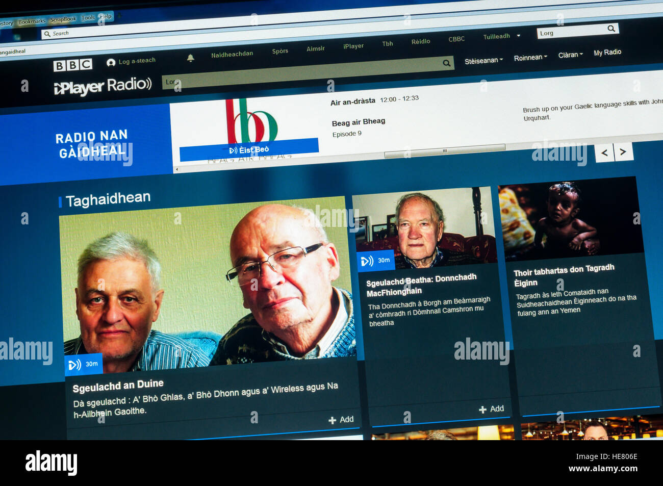 The website of BBC Radio nan Gàidheal. This is a Scottish local radio  station that broadcasts in Scottish Gaelic Stock Photo - Alamy
