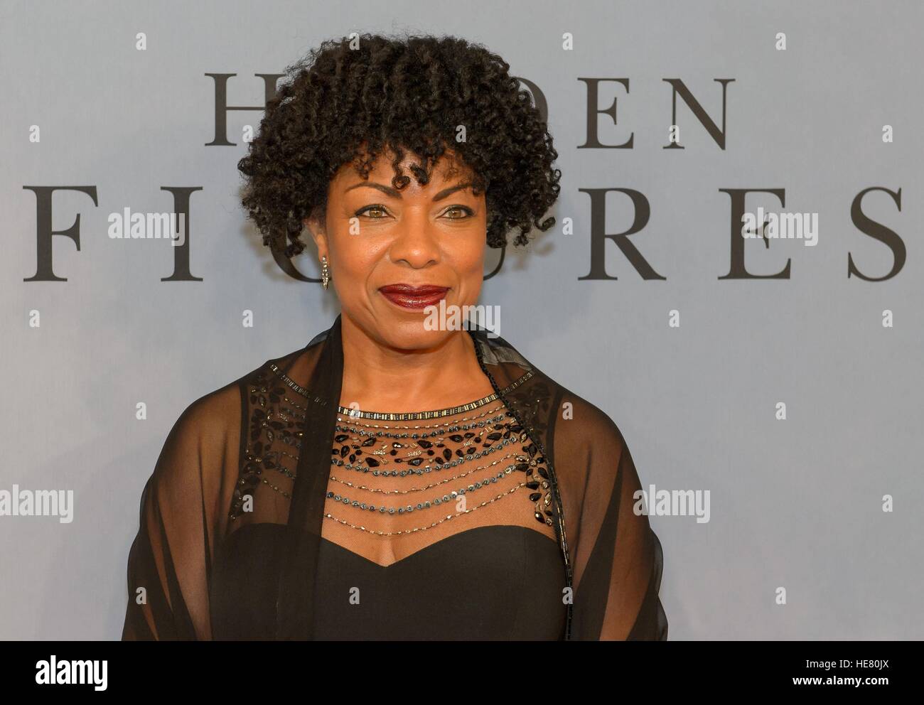 NASA Engineer Dr. Sheila Nash-Stevenson walks the red carpet during the global celebration event for the film Hidden Figures at the SVA Theatre December 10, 2016 in New York City, New York. The film is based on the true story of the African-American women who worked as human computers during the Friendship 7 mission in 1962. Stock Photo