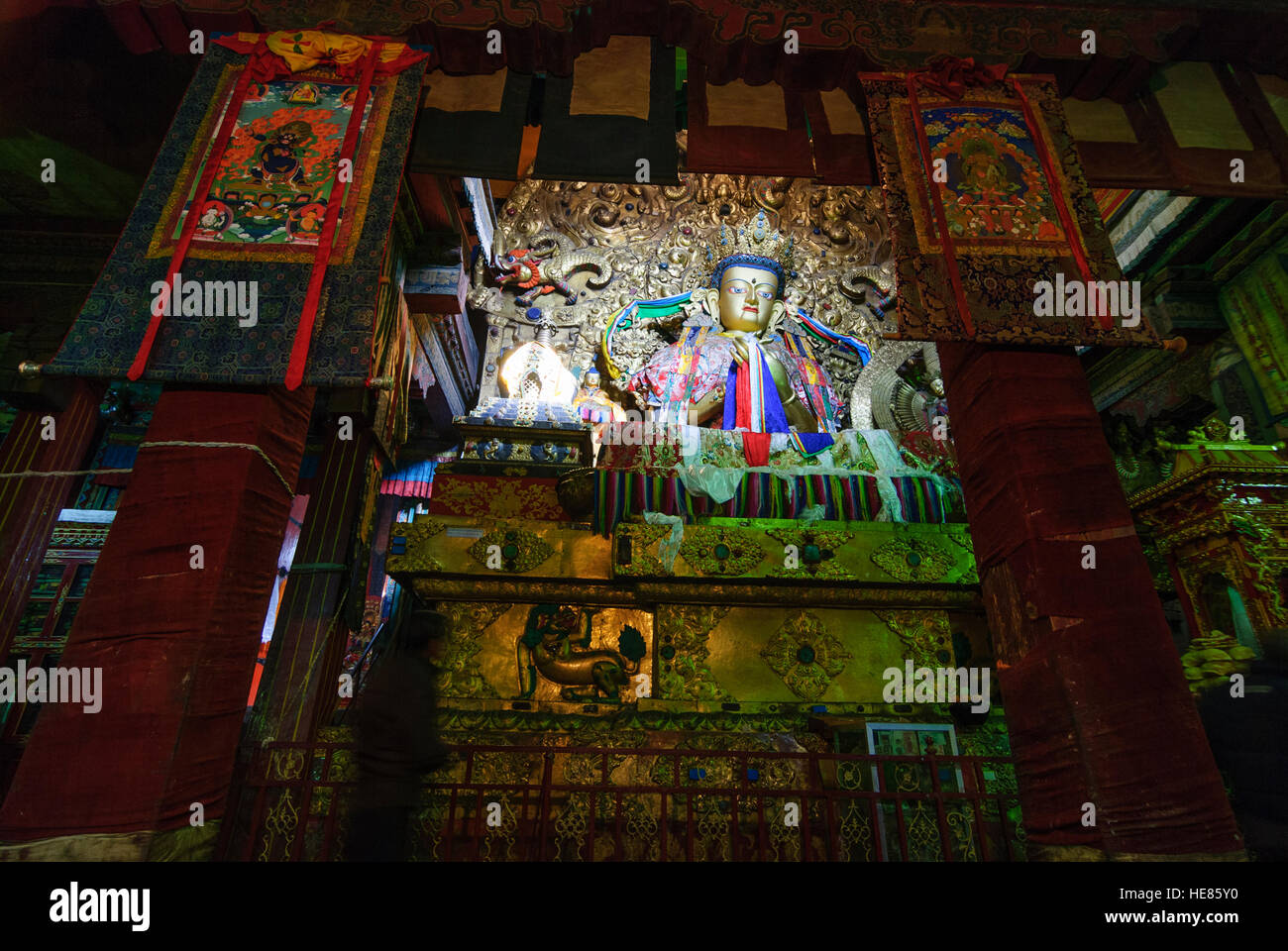 Lhasa: Monastery Drepung; Main Assembly Hall Tshogchen Dukhang; Sakyamuni Buddha, Tibet, China Stock Photo