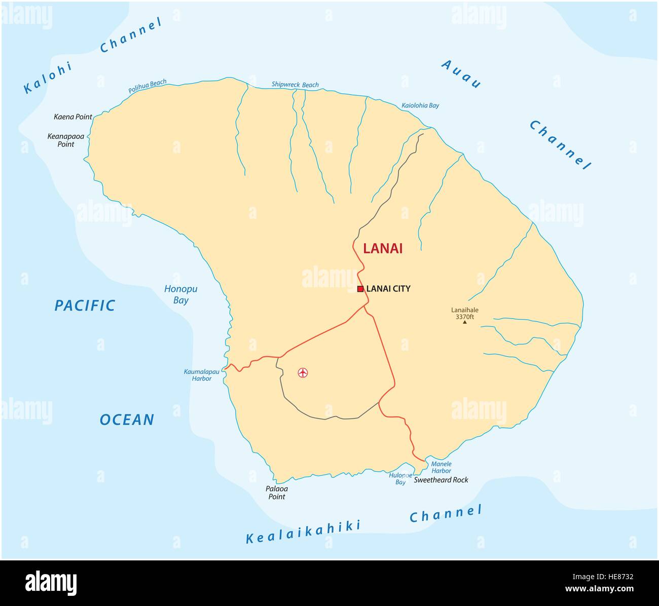 lanai road map Stock Vector Image & Art Alamy
