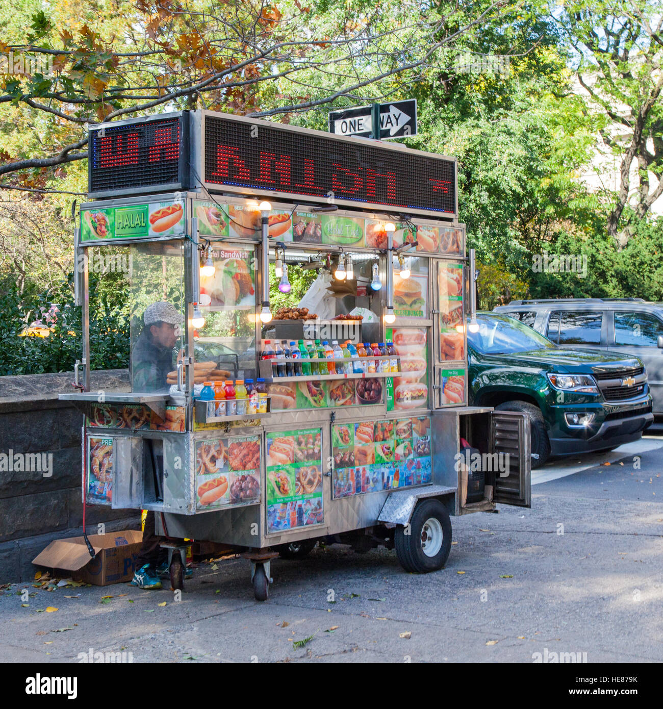 Hotdog vendor in Central Park, Manhattan,New York City, United States