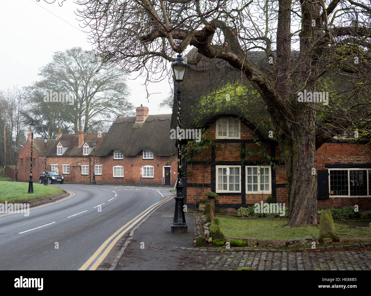 Cottages in Dunchurch village, Warwickshire, England, UK Stock Photo