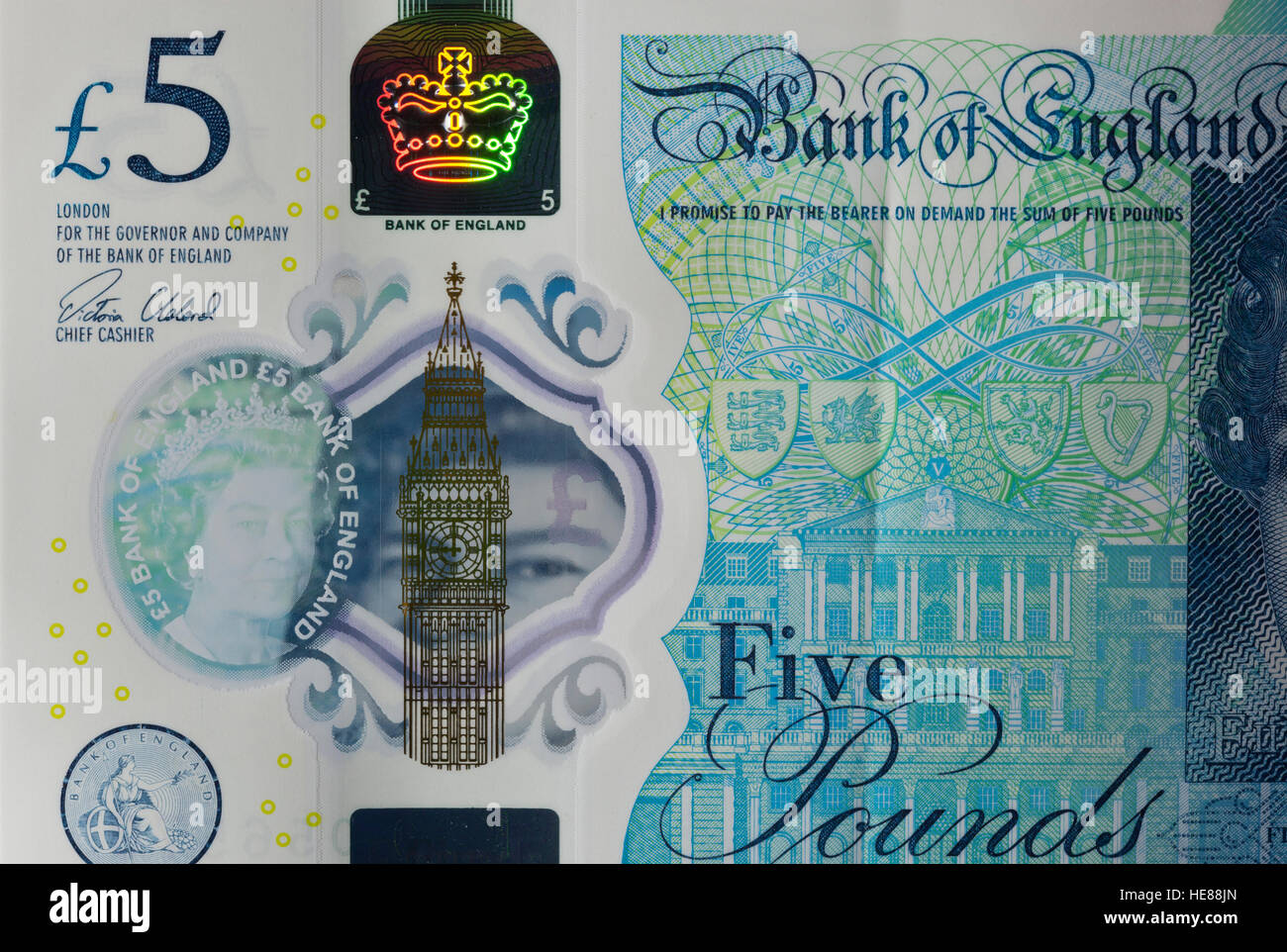 New polymer five pound note Stock Photo