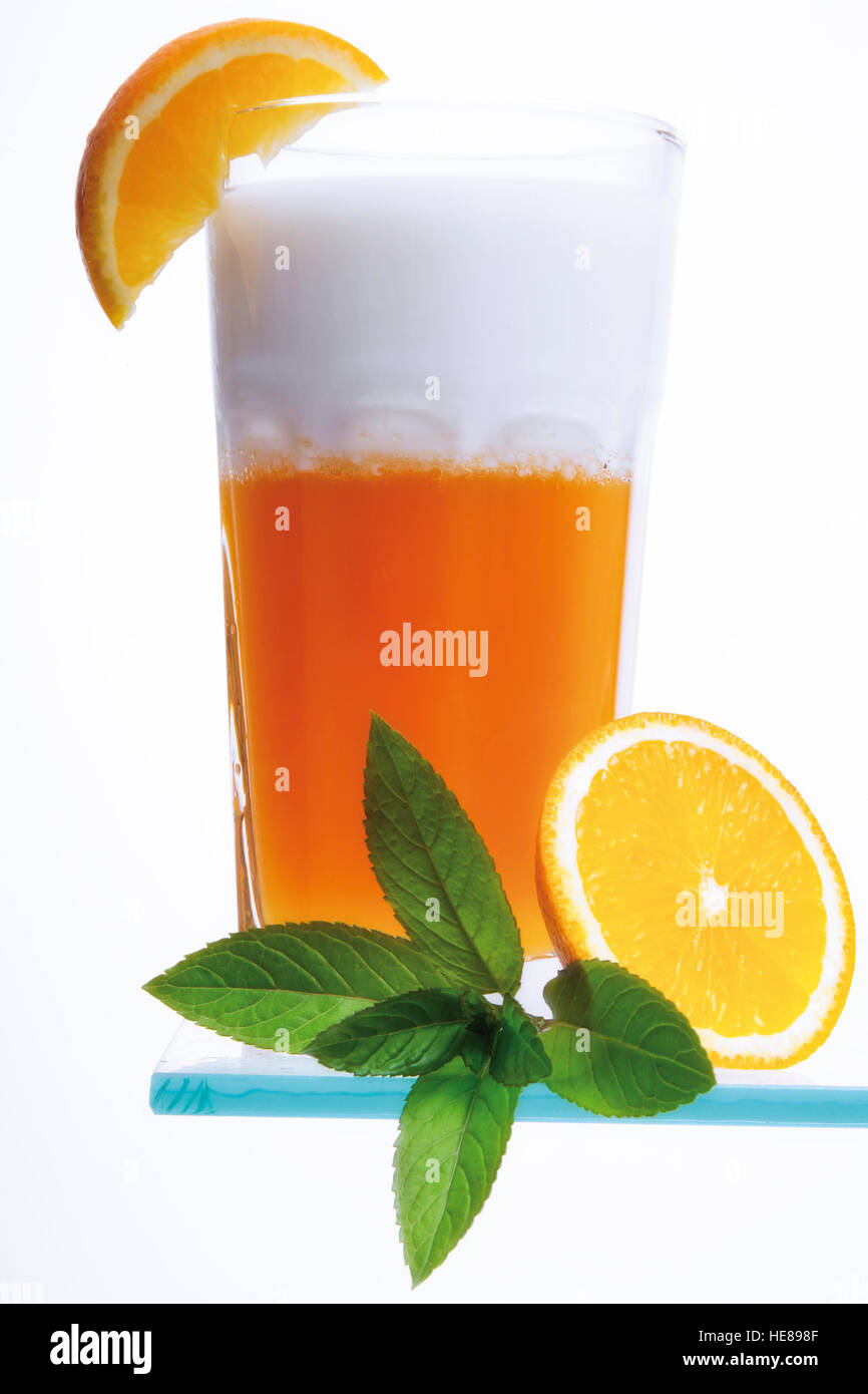 Mixed drink, yoghurt and orange juice Stock Photo Alamy