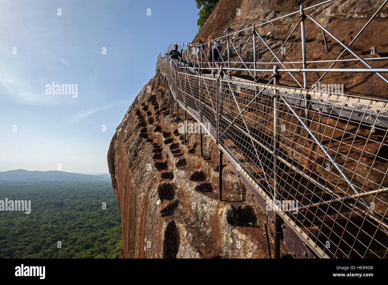 Stairs at Lion Rock or Sigiriya, rock fortress, Central Province, Sri Lanka Stock Photo