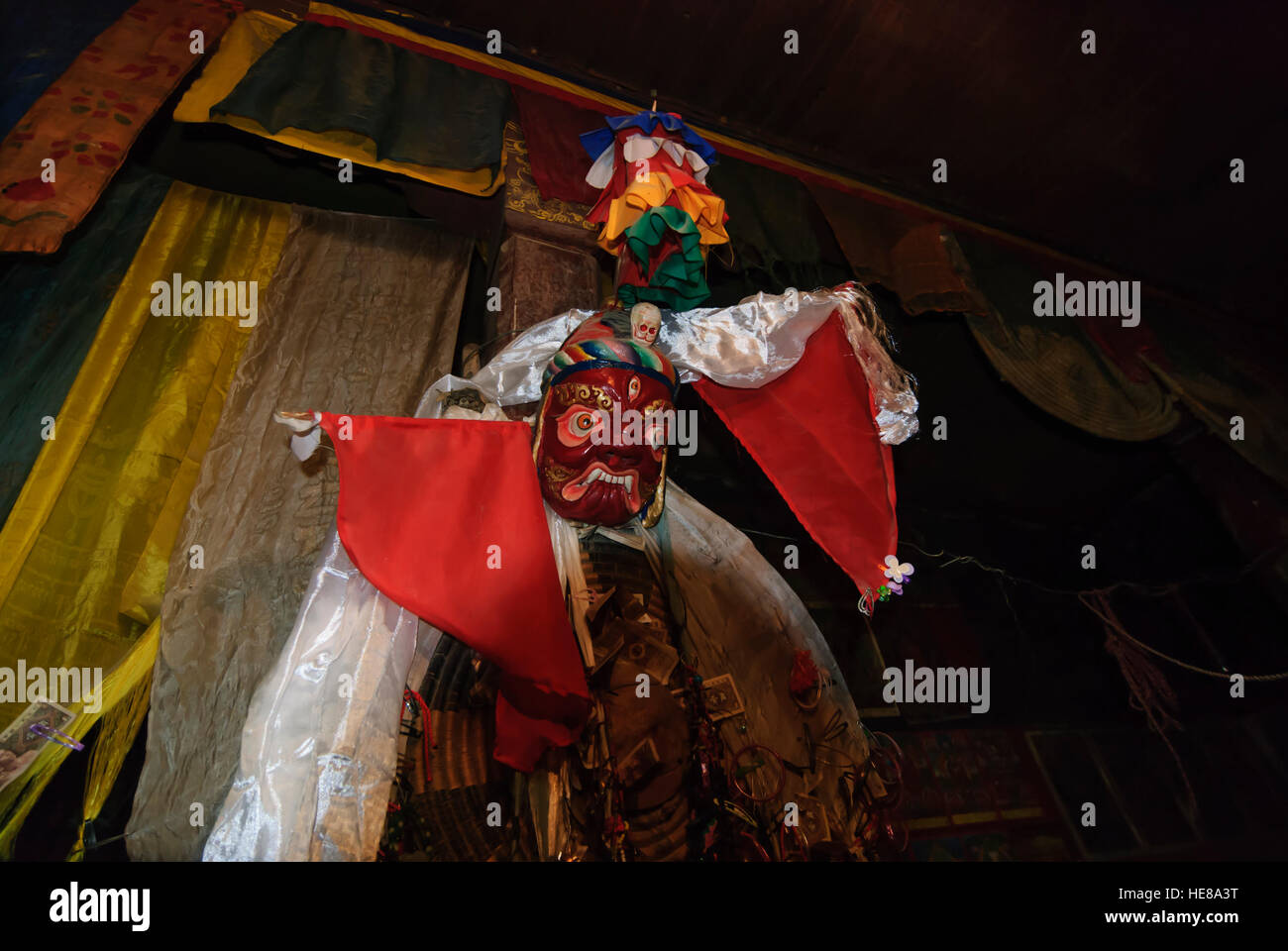 Gyantse: Pelkor Chöde - Monastery; Monastery building; Cham dance mask, Tibet, China Stock Photo