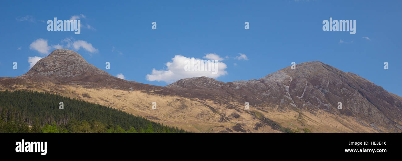 View to mountains surrounding Glencoe Village Glen Coe Scotland UK panorama Stock Photo