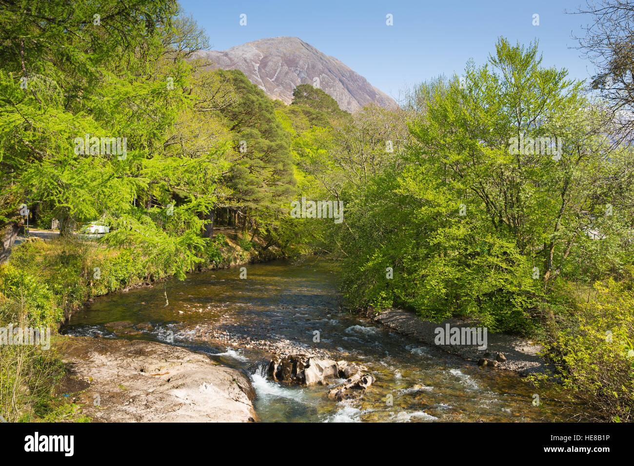 River Coe Glencoe Village Lochaber Scottish Highlands Scotland UK Stock Photo