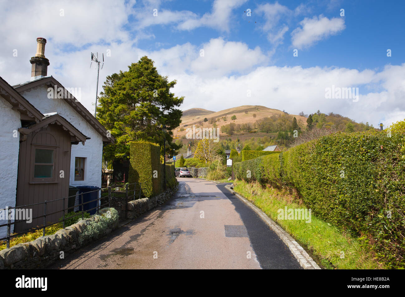 Luss village on the banks of Loch Lomond Scotland UK in The Trossachs National Park popular