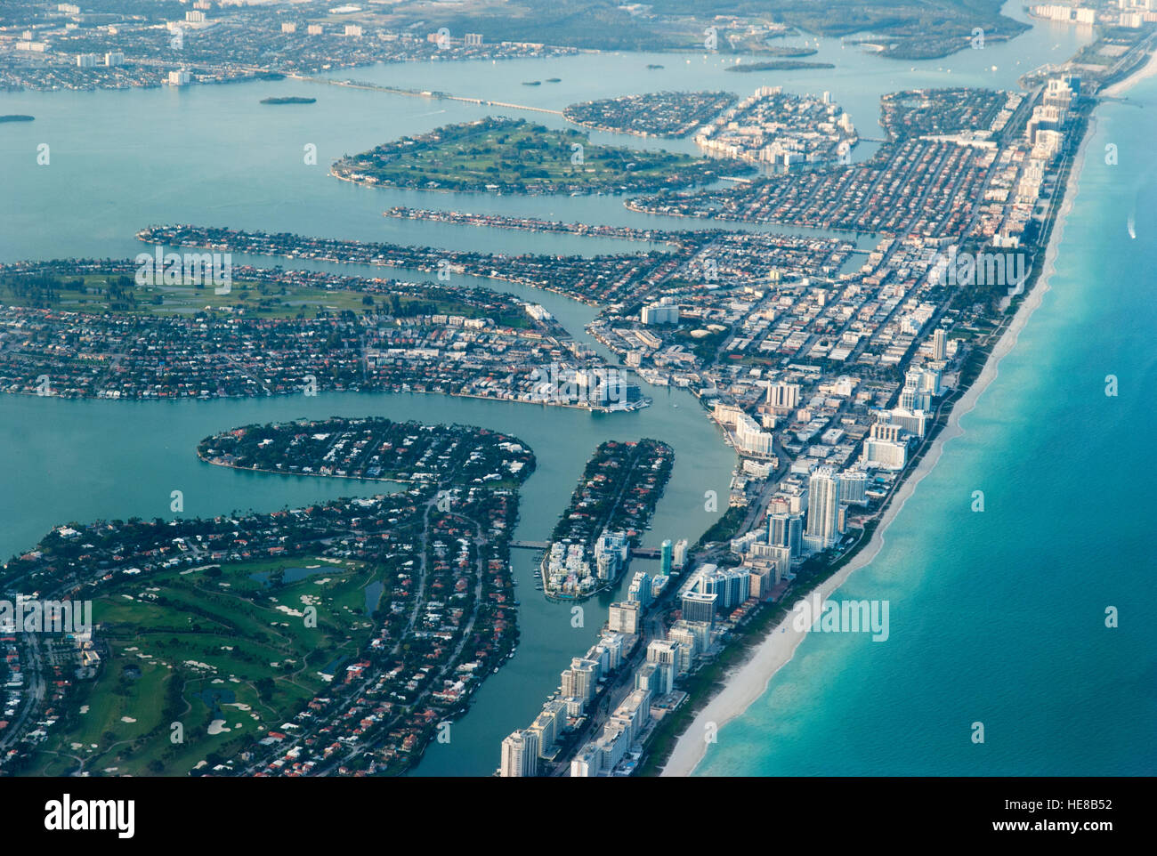 The aerial view of Miami Beach (Florida). Stock Photo