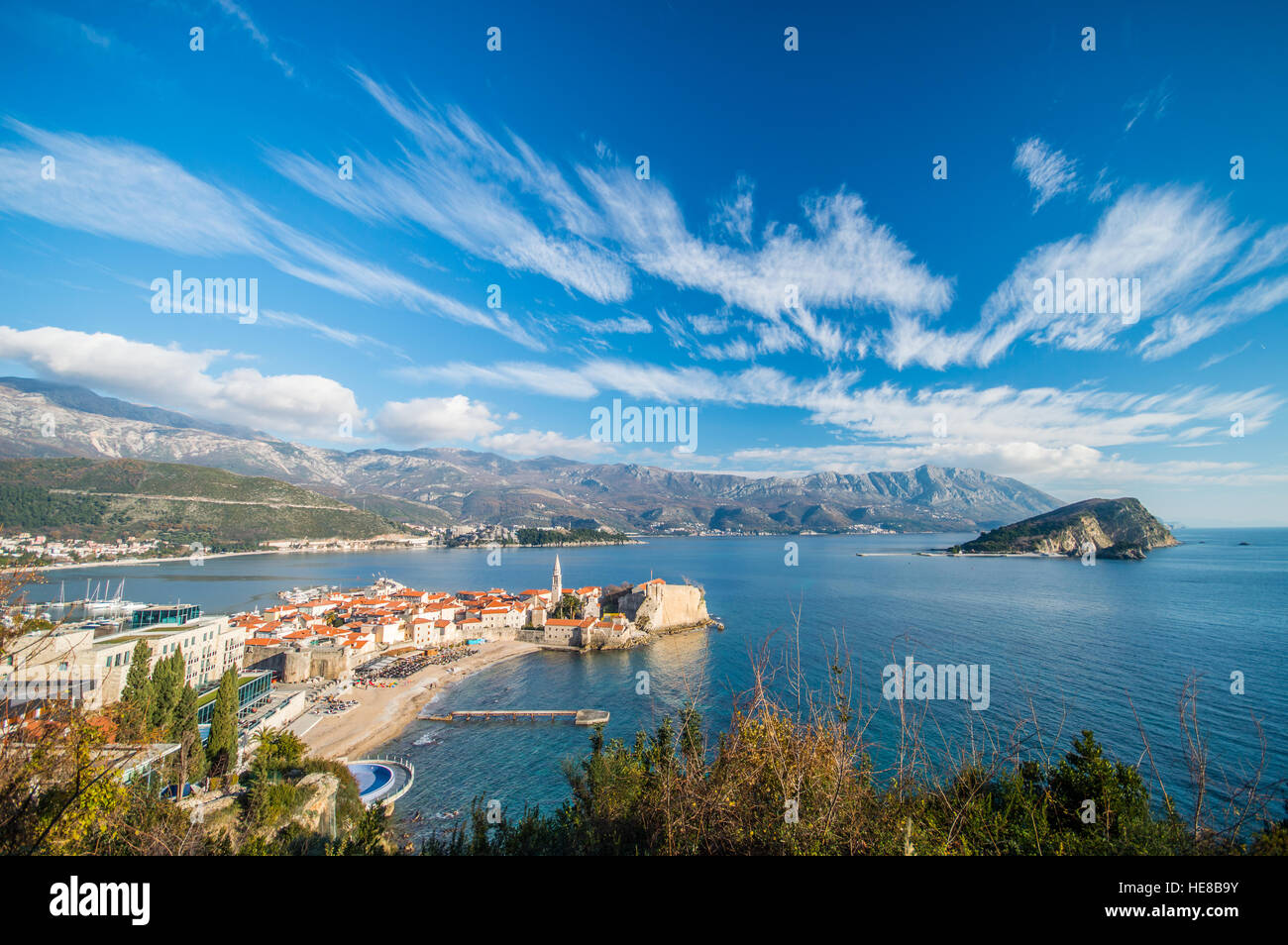 The old town of Budva Montenegro Stock Photo