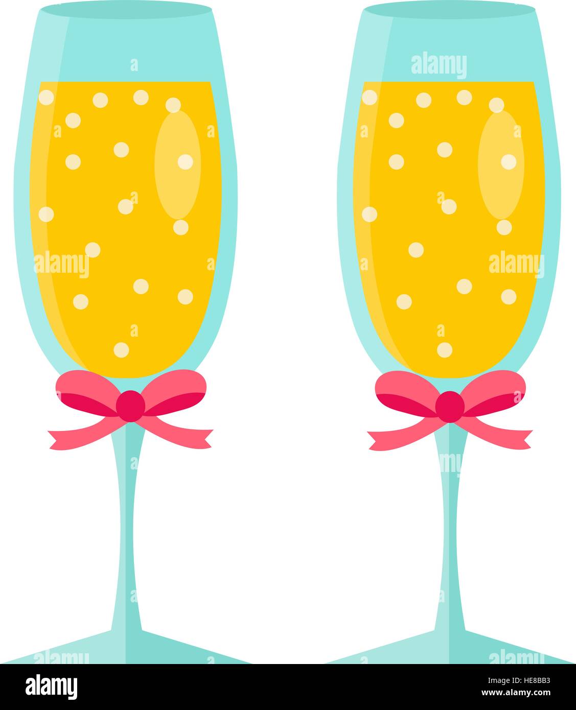 Glasses of champagne icon, flat design. Isolated on white background