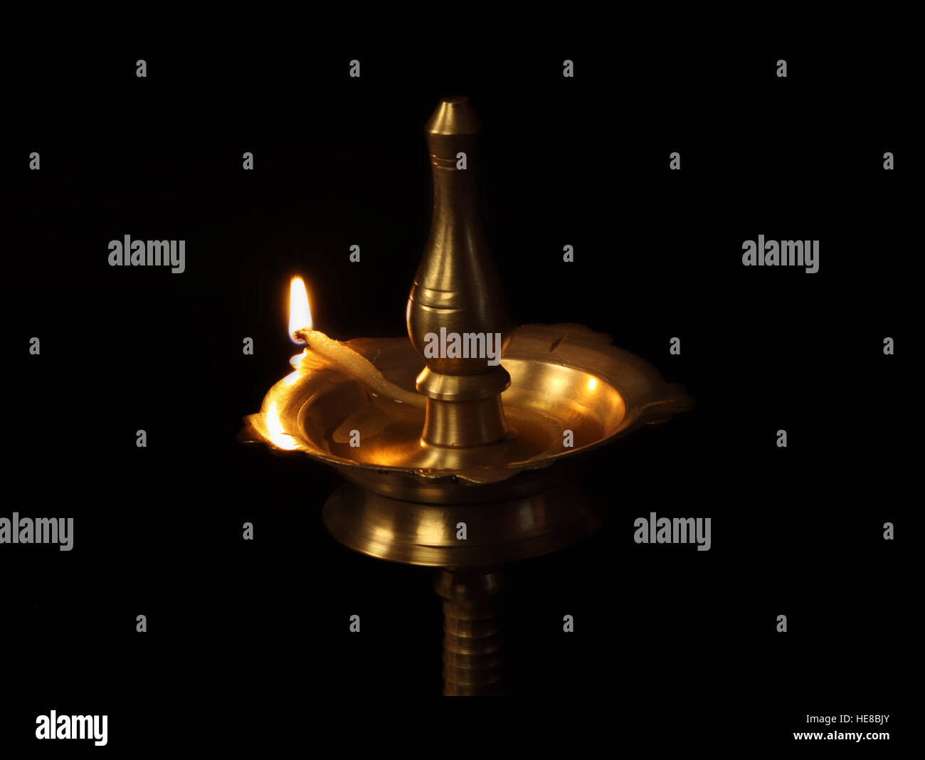 Indian Traditional Oil Lamp Stock Photo