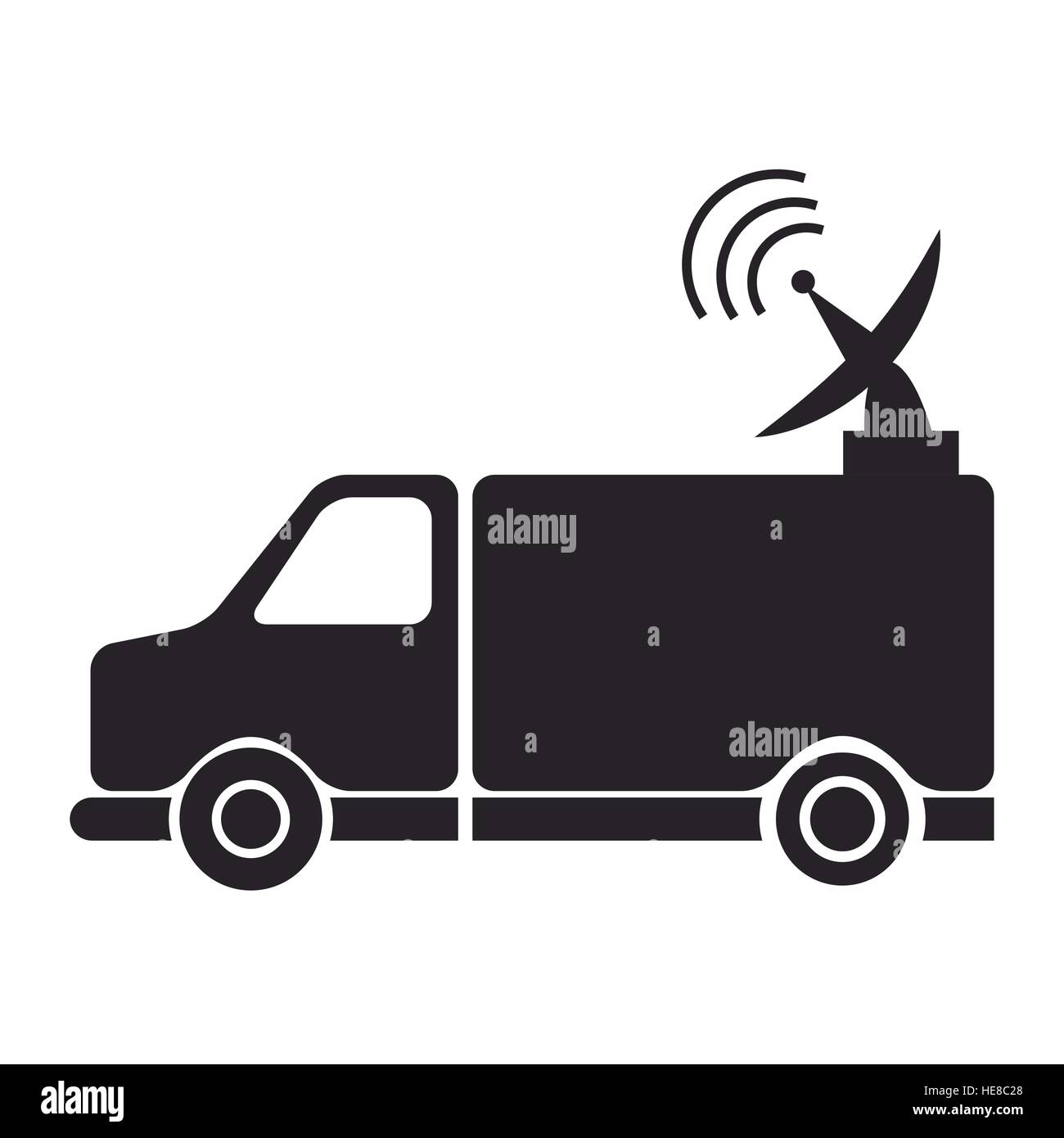 news van with antenna information communication Stock Vector
