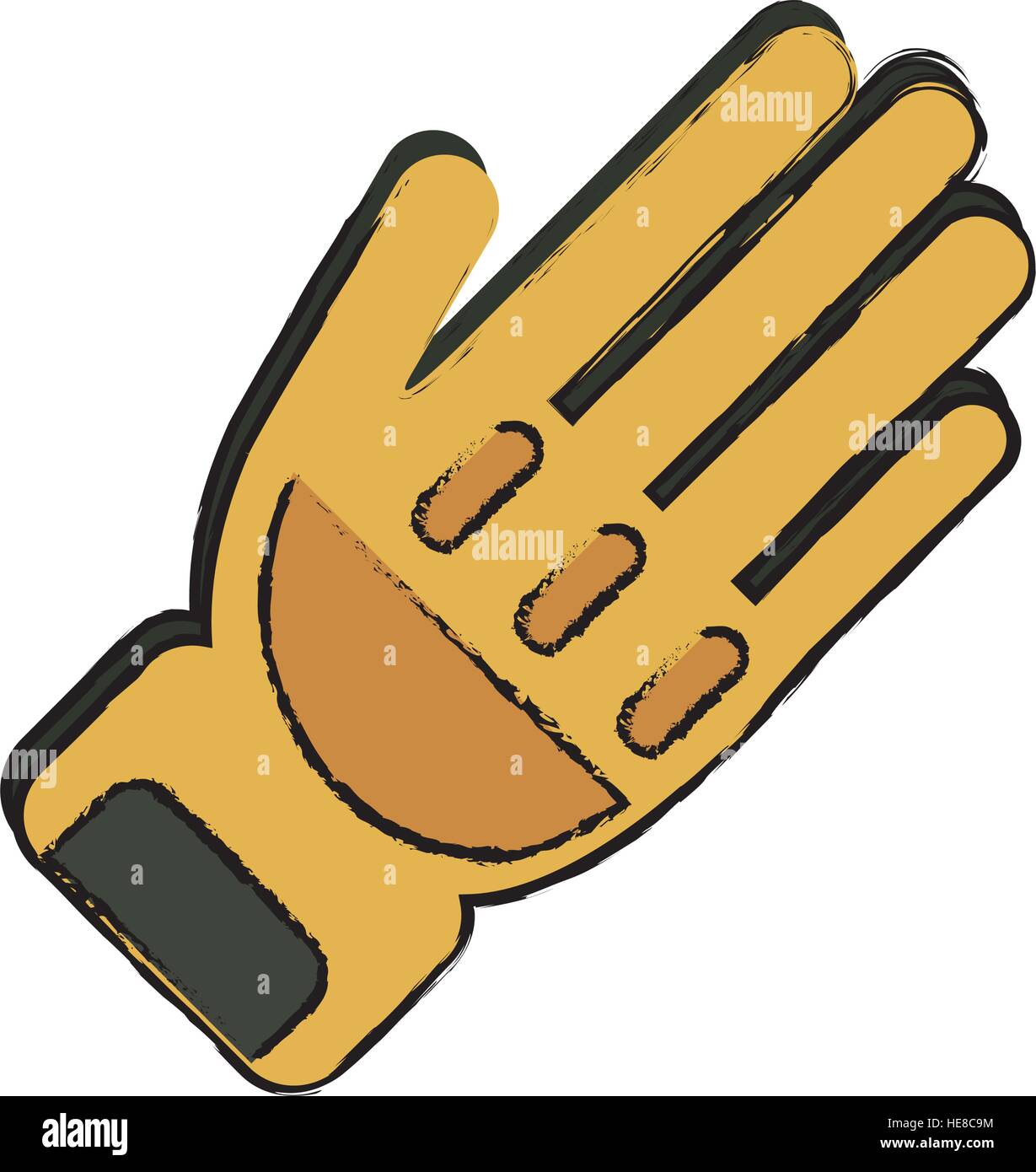 drawing yellow glove protection fireman elements Stock Vector Image