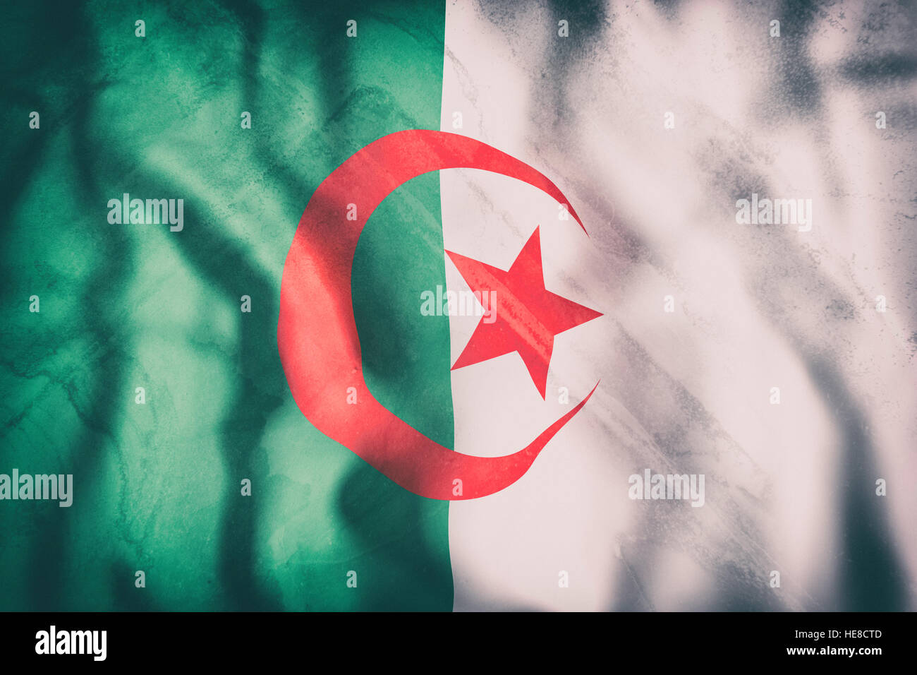 3d rendering of an old Algeria flag waving Stock Photo - Alamy