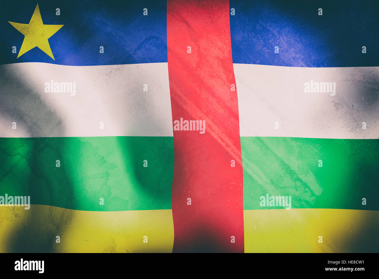 3d rendering of an old Central African Republic flag waving Stock Photo ...