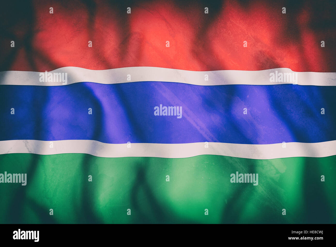 3d rendering of an old Gambia flag waving Stock Photo - Alamy