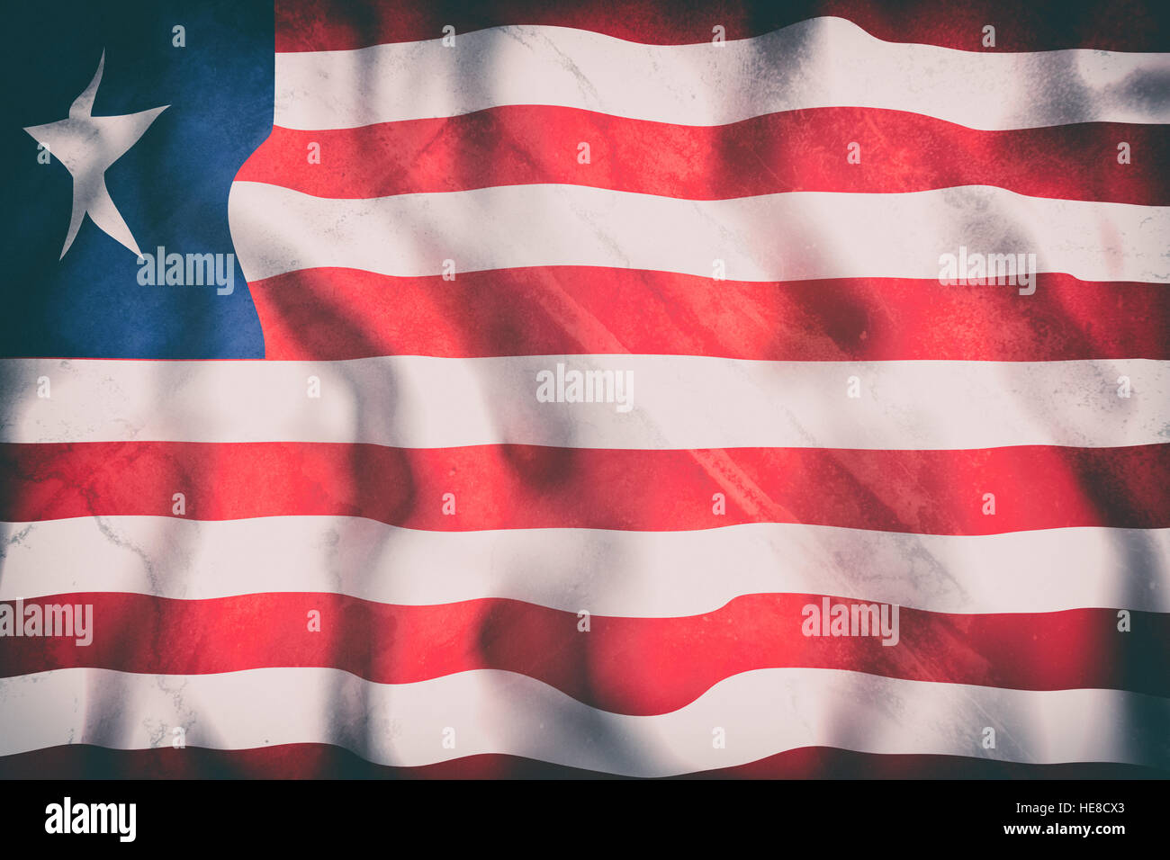 3d rendering of an old Liberia flag waving Stock Photo - Alamy