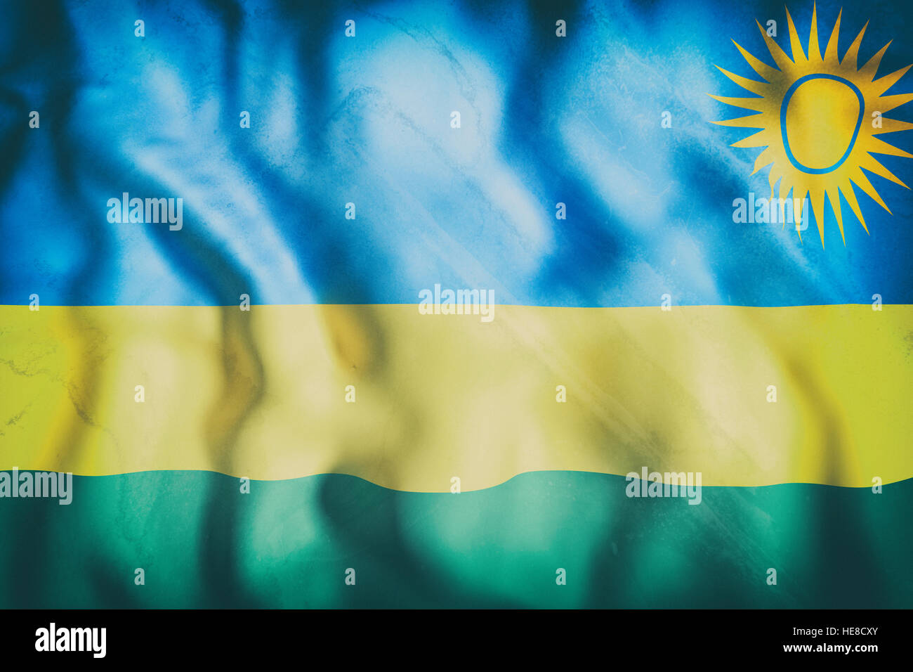 Original Rwanda Flag 3d rendering of an old Republic of Rwanda flag waving Stock Photo - Alamy