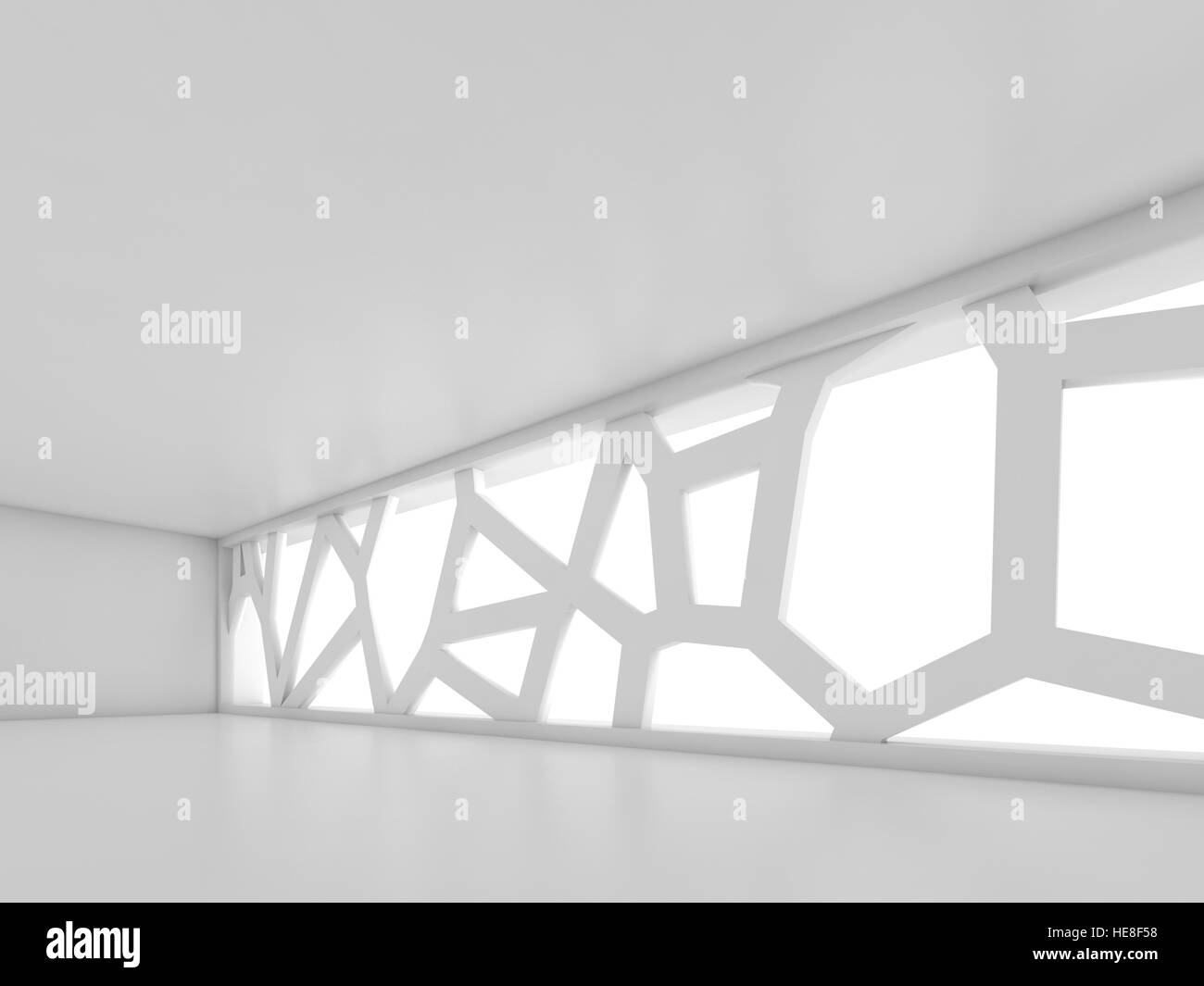 Abstract empty room interior background with futuristic windows ...