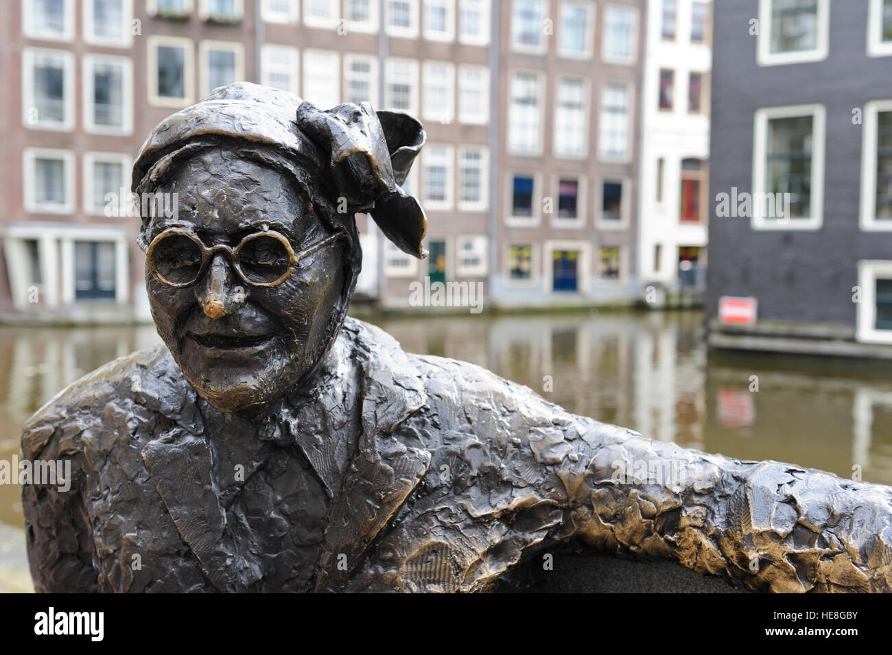 A bronze sculpture of Alida Bosshardt (Major Bosshardt) by Peter de Leeuwe in the Red Light District, Amsterdam, Holland. Stock Photo