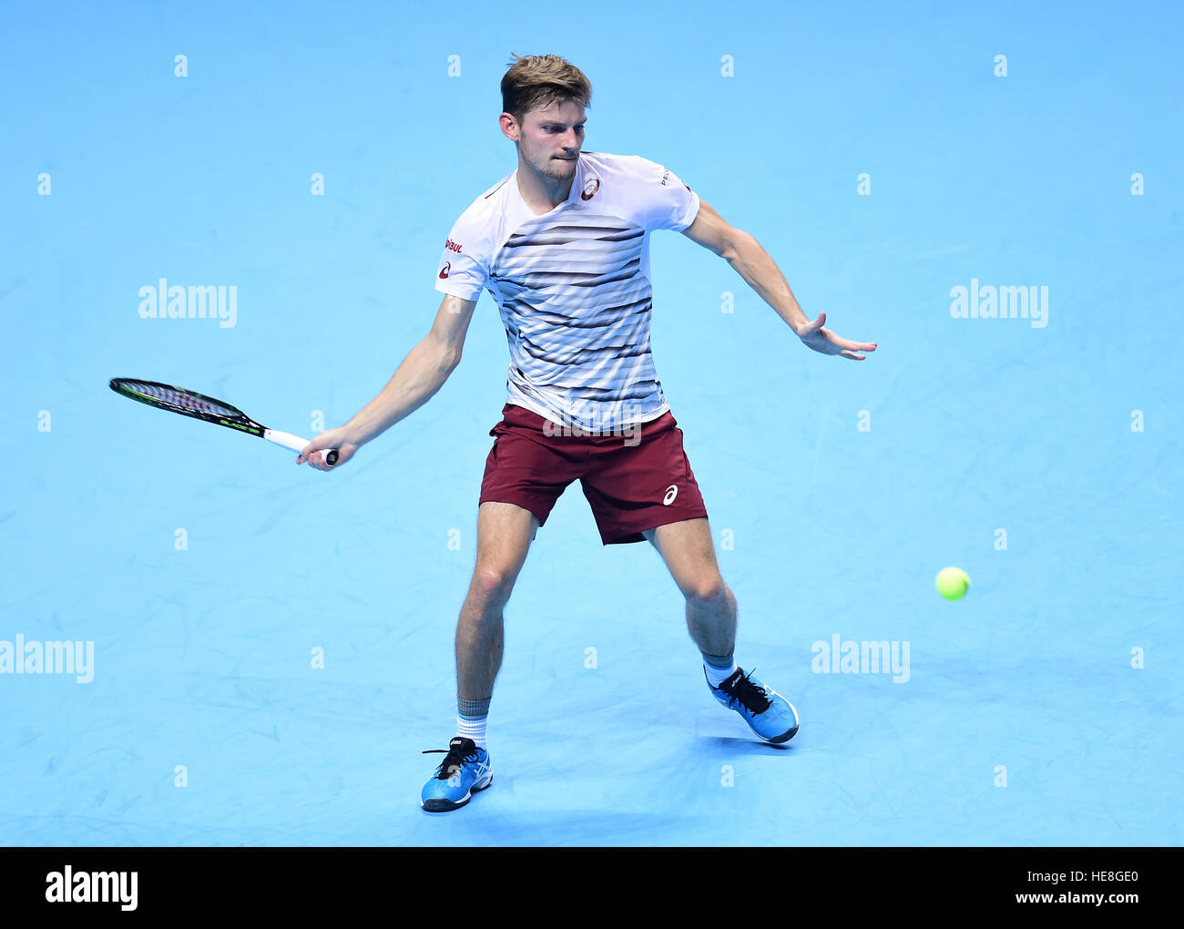 Novak Djokovic v David Goffin - ATP World Tour Finals  Featuring: David Goffin Where: London, United Kingdom When: 17 Nov 2016 Stock Photo