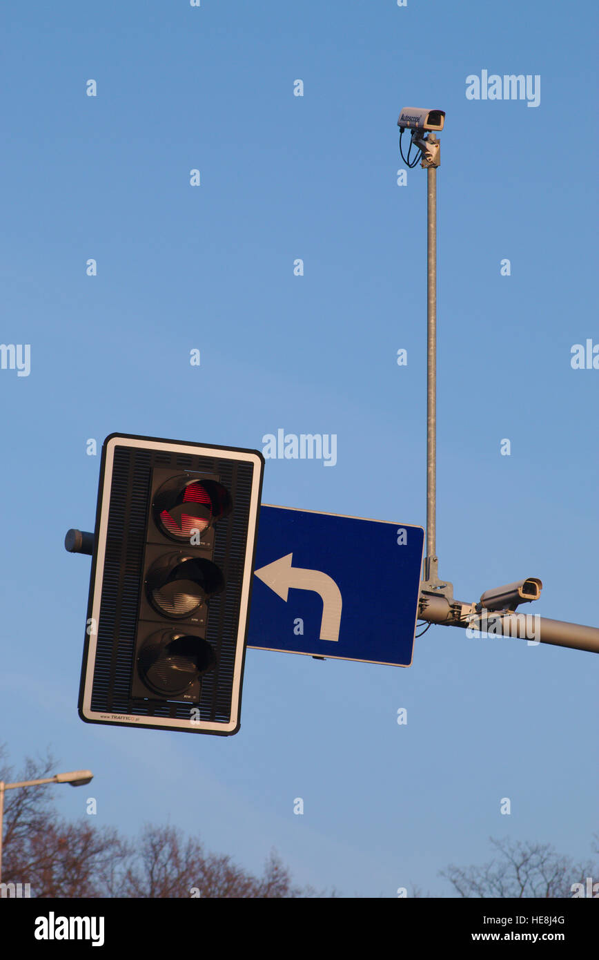 Surveillance cameras installed on traffic lights in Wroclaw, Poland Stock Photo Alamy