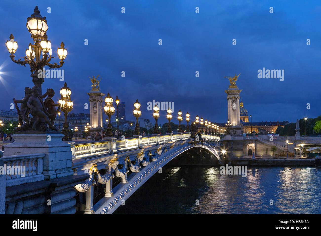 The Pont Alexandre III is a deck arch bridge that spans the Seine in Paris. Stock Photo