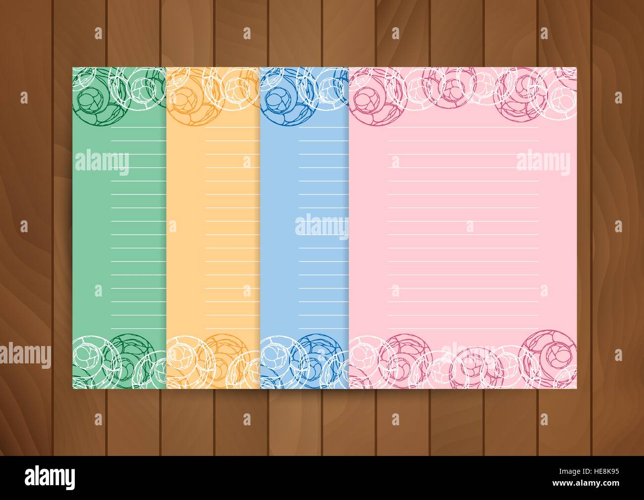 Notepad, dairy or correspondence paper design template. Each sheet on a