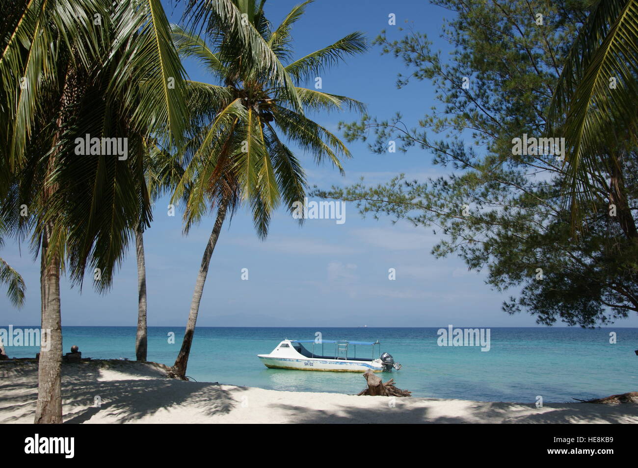 Tropical beach. Mantanani Island. Sabah, Malaysia, South China Sea Stock Photo