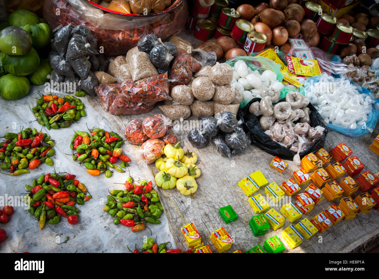 Spices on market in Kabala, Sierra Leone Stock Photo
