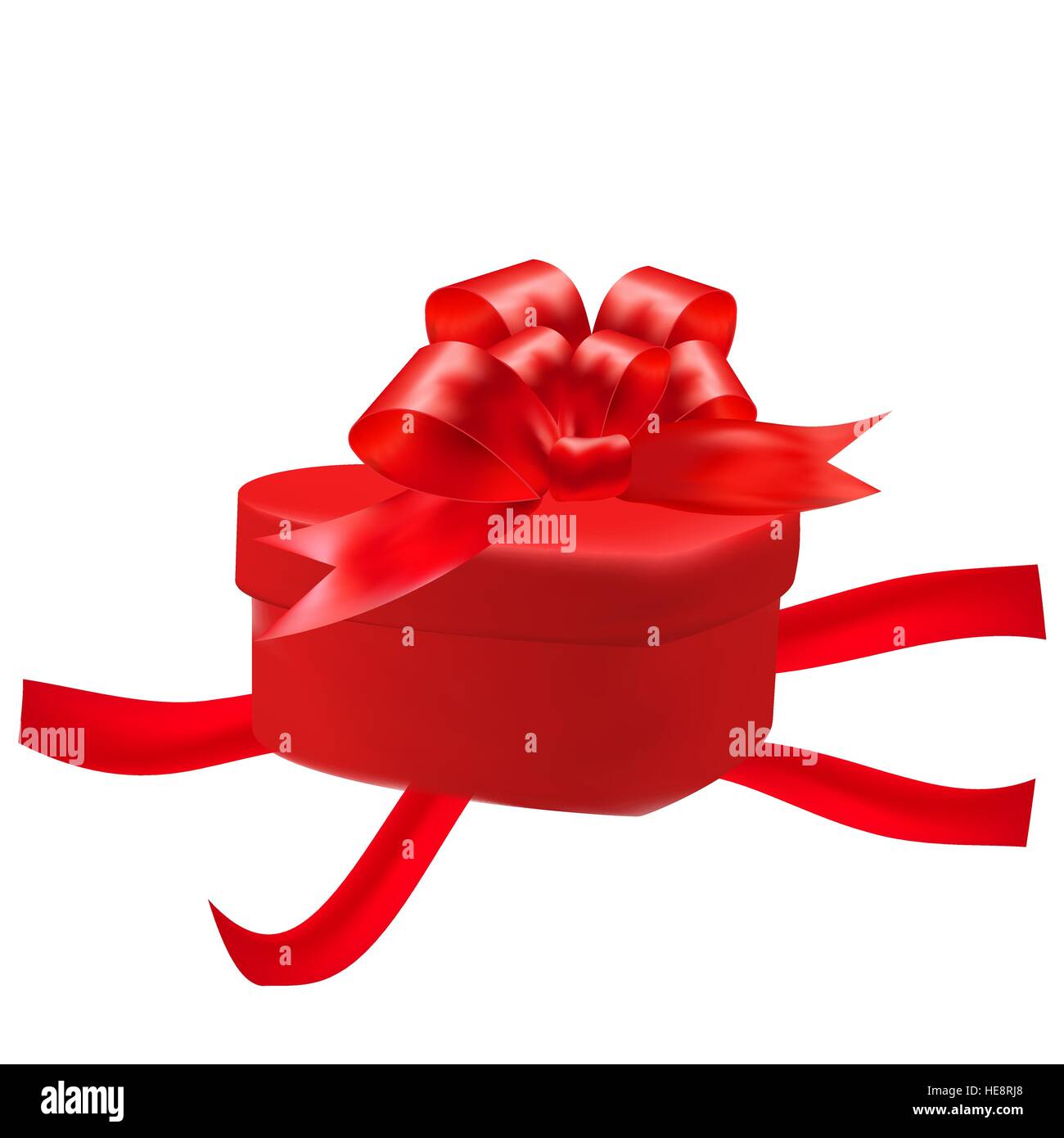 Gift box in the shape of a heart with a red bow on a white background ...