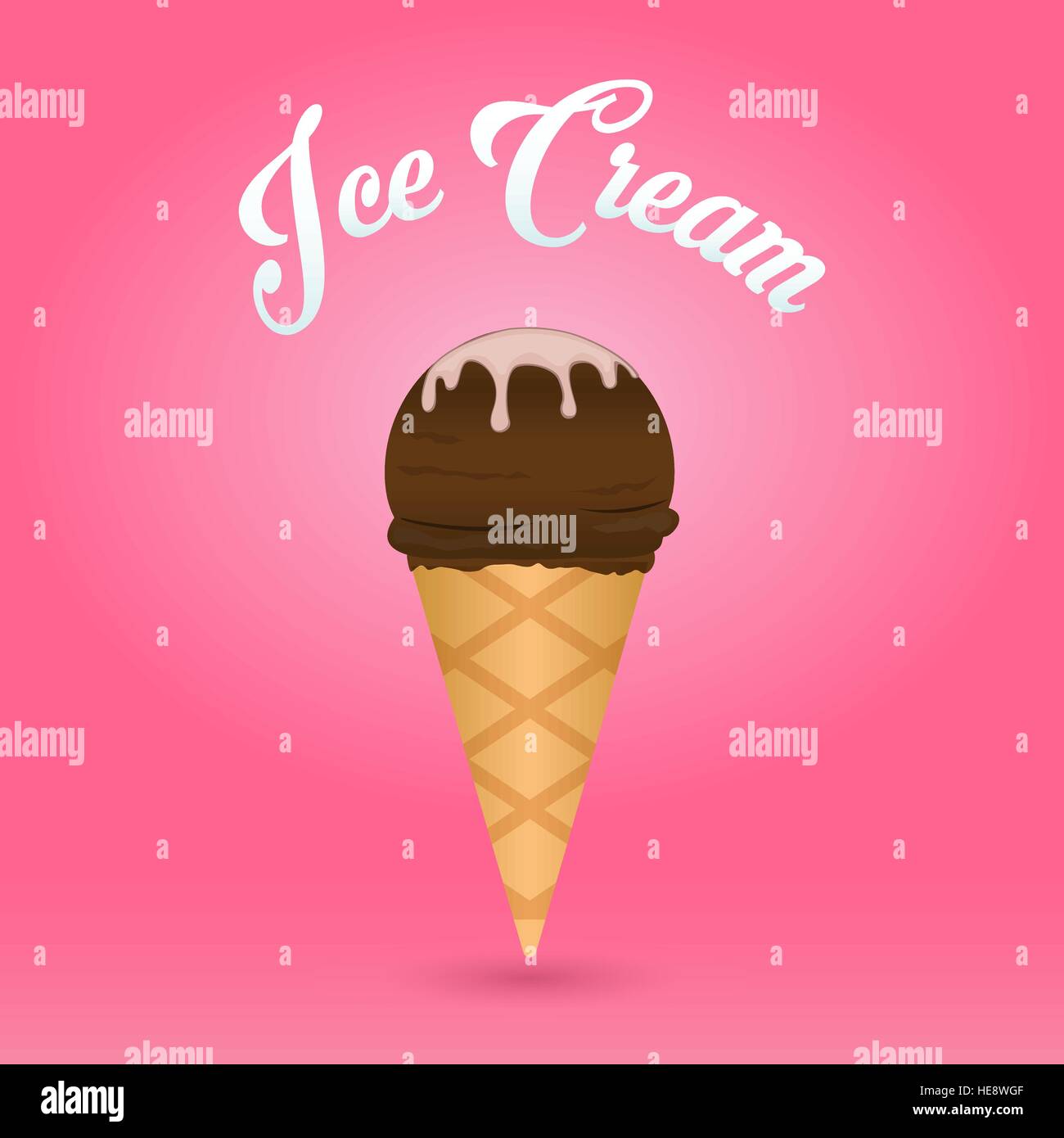 vector chocolate ice cream cone on pink background Stock Vector Image