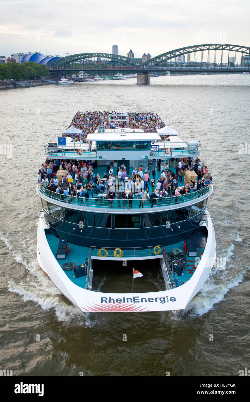Germany, Cologne, the event ship RheinEnergie, river Rhine Stock Photo