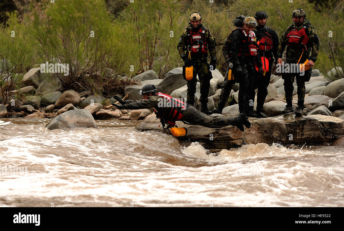 U.S. Air Force pararescuemen from the 48th Rescue Squadron conduct ...