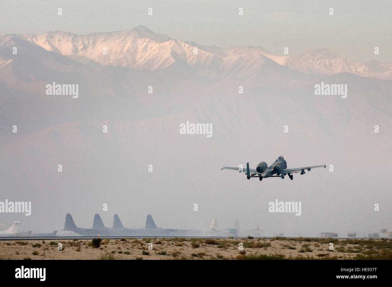 An A-10 Thunderbolt II takes off on an Operation Enduring Freedom mission Dec. 2 at Bagram Airfield, Afghanistan. Staff Sgt. Samuel Morse) Stock Photo