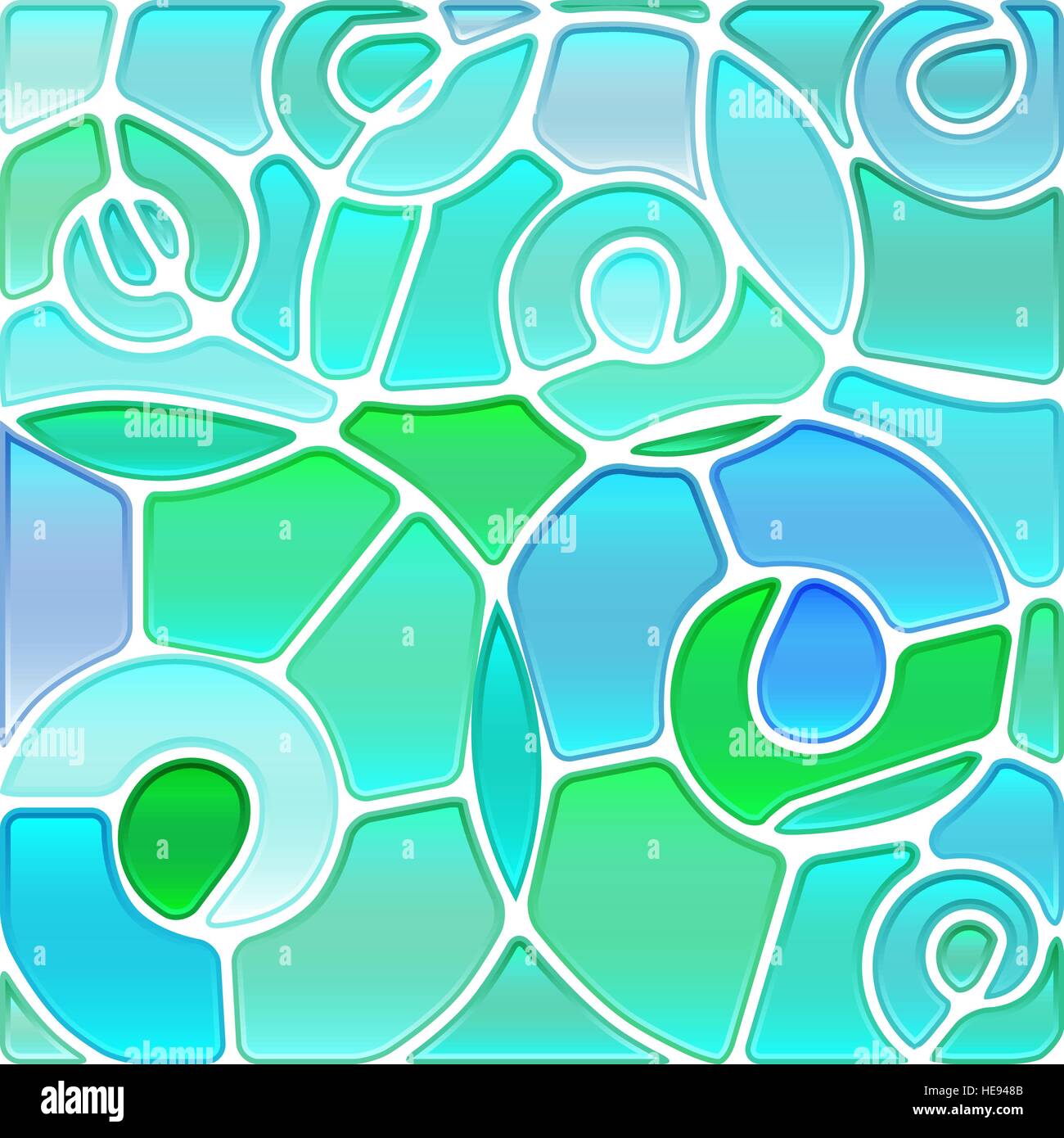 abstract vector stained-glass mosaic background - light blue spirals ...