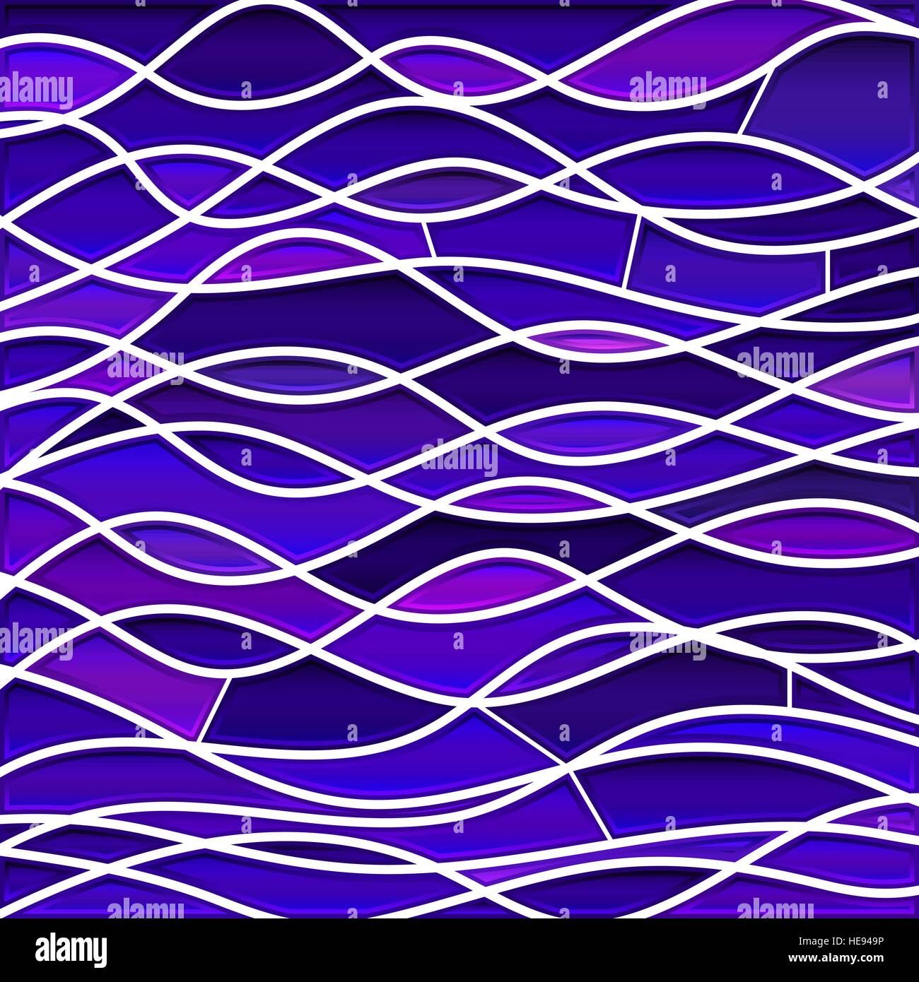 abstract vector stained-glass mosaic background - blue and violet waves ...