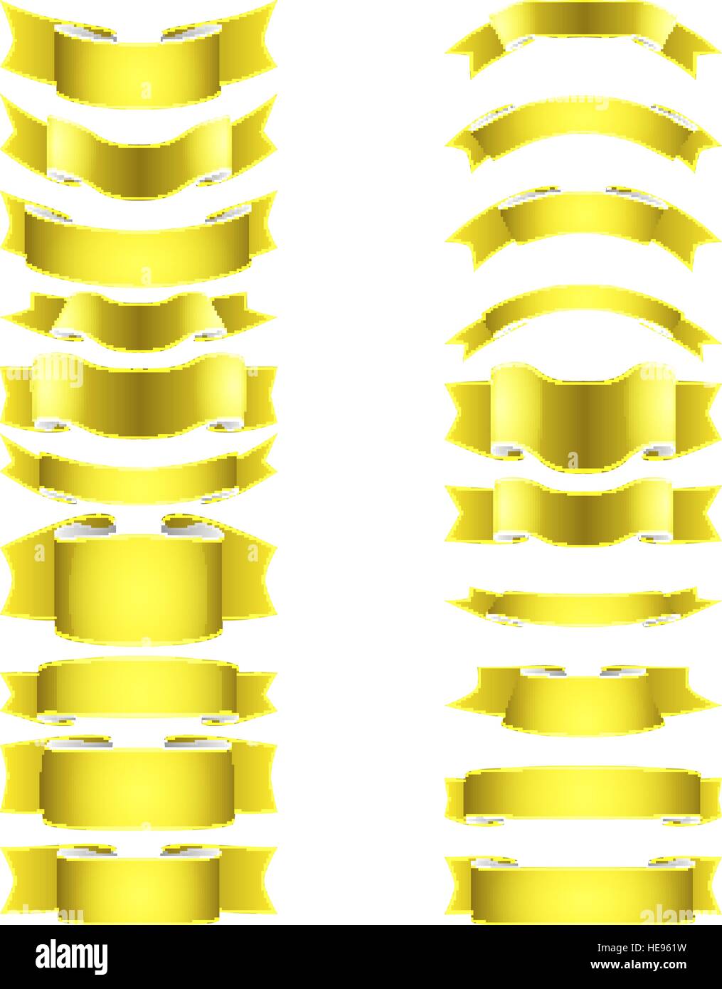 isolated vector colored satin ribbons set - yellow Stock Vector Image ...