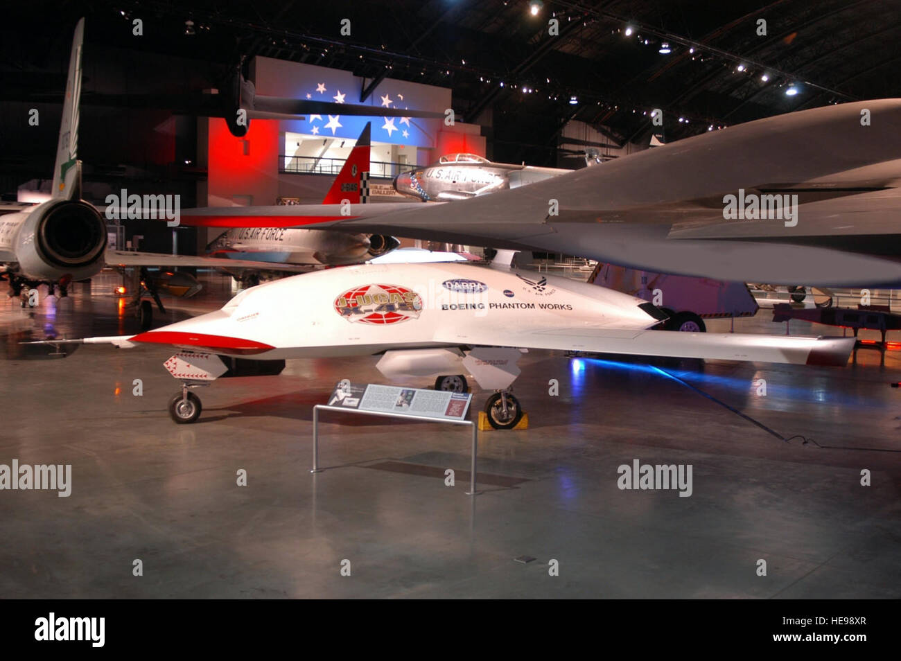 DAYTON, Ohio - Boeing X-45A J-UCAS on display in the Cold War Gallery at the National Museum of the U.S. Air Force. (U.S. Air Force photo) Stock Photo