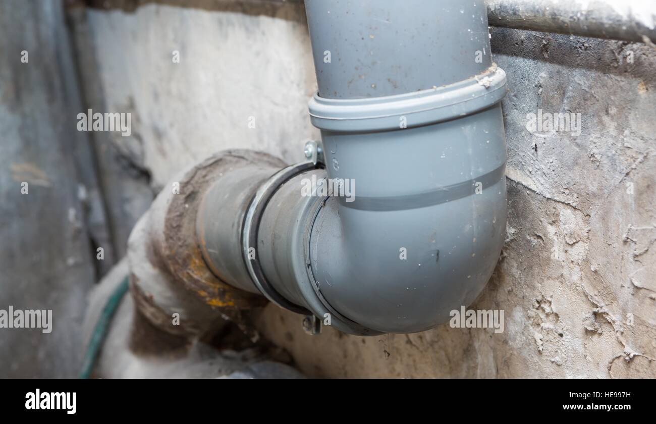 Sewer Pipes In Home Basement System Of Gray Sanitary Pipes In Old House Stock Photo Alamy