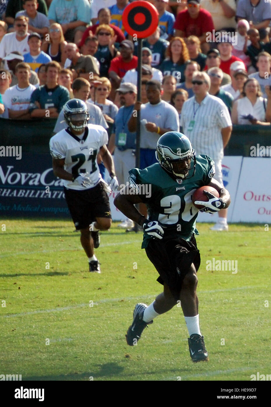 Philadelphia Eagles running back Brian Westbrook (36) takes off down