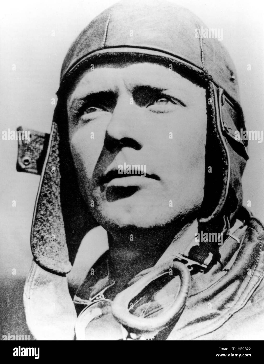 MAY 21, 1927 -- Charles Augustus Lindberg becomes the first man to fly solo across the Atlantic Ocean.  Flying in his 'Spirit of St. Louis' he takes less than 34 hours to fly from Roosevelt Field, near New York City, to Paris, France.  He was greeted upon his arrival by a frenzied crowd of more than 100,000 people at Le Bourget Field. (U.S. ) Stock Photo