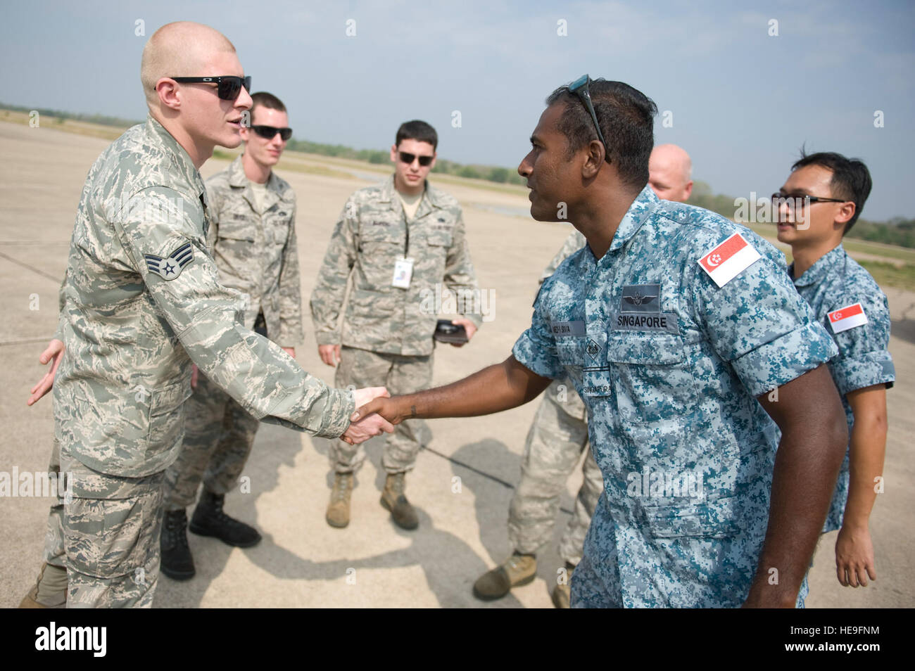 U.S. Air Force Senior Airman Corey Henry, left, an F15C Eagle aircraft