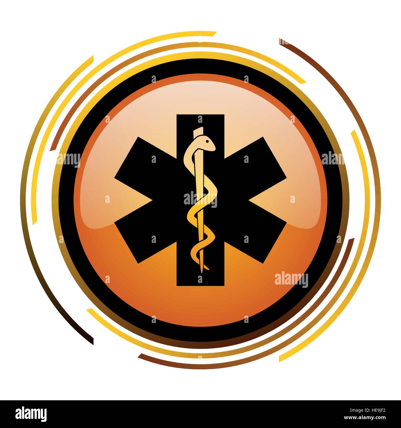 Emergency vector icon. Modern design round orange button isolated on white background for web and applications in eps10 Stock Vector