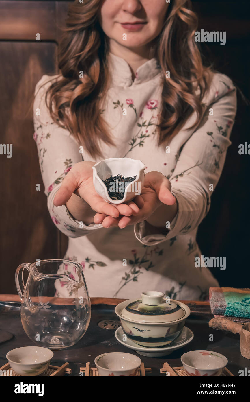 tea ceremony is performed by master Stock Photo Alamy