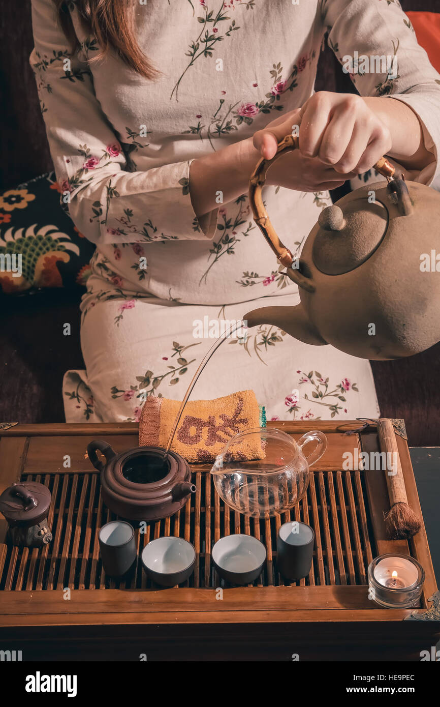 tea ceremony is performed by master Stock Photo Alamy