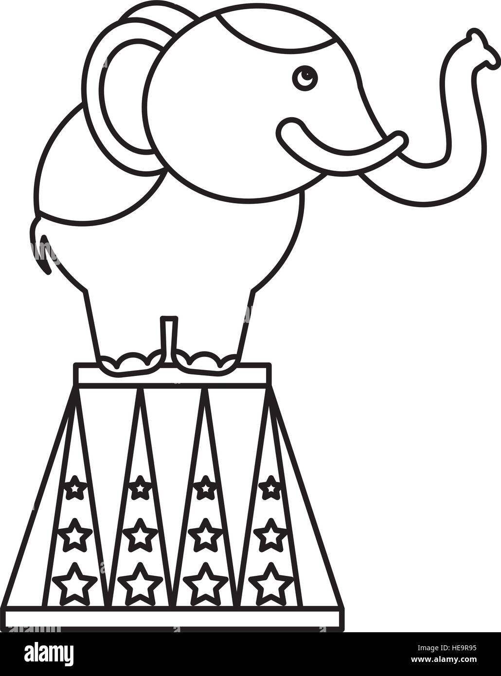 Cartoon circus elephant Black and White Stock Photos & Images - Alamy